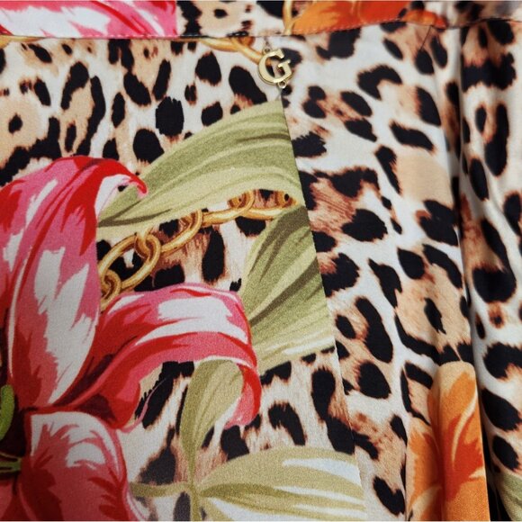 Guess Sz 10 Maxi Skirt Dora Scarf Print Jungle Tropical Side Slit NWOT Read - Picture 5 of 9